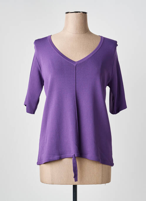 Top col v manches 3/4 violet YEST femme