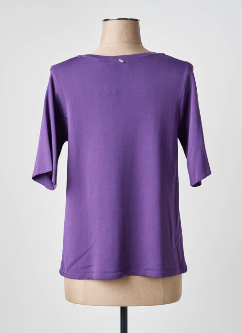 Top col v manches 3/4 violet YEST femme