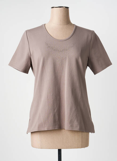 T-shirt sérigraphie manches courtes beige GEVANA femme