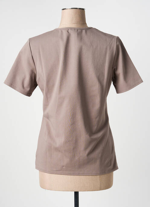 T-shirt sérigraphie manches courtes beige GEVANA femme