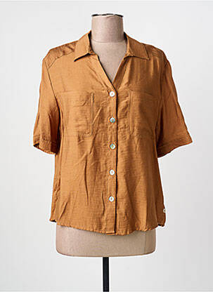 Chemisier tissage crêpe manches courtes marron YEST femme
