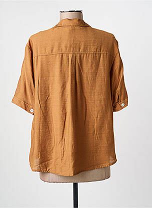 Chemisier tissage crêpe manches courtes marron YEST femme
