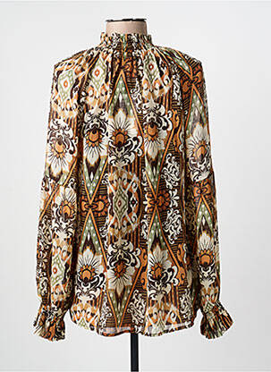 Blouse légère et transparente manches longues marron YEST femme