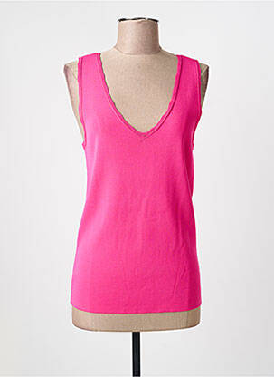 Top tissage jersey sans manche rose YEST femme