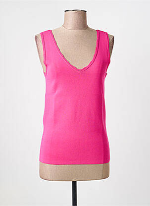 Top stretch sans manche rose YEST femme