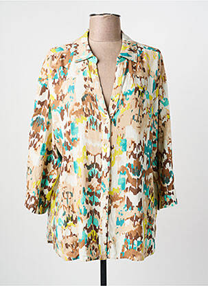 Chemisier imprimé fantaisie manches 3/4 beige YEST femme