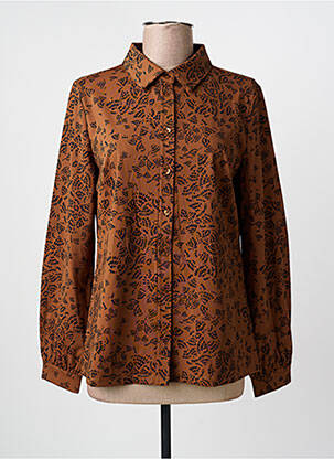 Chemisier imprimé fantaisie manches longues marron YEST femme