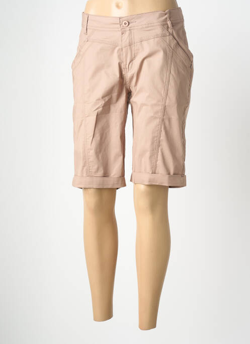 Bermuda tissage popeline taille normale beige GEVANA femme