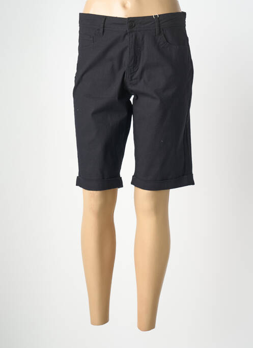 Bermuda tissage popeline taille normale noir GEVANA femme