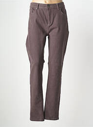 Pantalon droit fermeture zippée sous rabat boutonné marron GEVANA femme