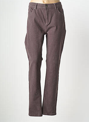 Pantalon droit fermeture zippée sous rabat boutonné marron GEVANA femme
