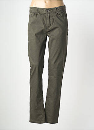 Pantalon droit fermeture zippée sous rabat boutonné vert GEVANA femme