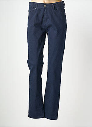 Pantalon droit fermeture zippée sous rabat boutonné bleu GEVANA femme