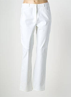 Pantalon droit fermeture zippée sous rabat boutonné blanc GEVANA femme