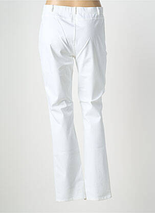 Pantalon droit fermeture zippée sous rabat boutonné blanc GEVANA femme
