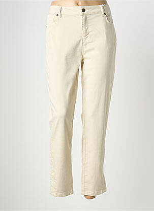 Pantalon 7/8 fermeture zippée sous rabat boutonné beige YEST femme