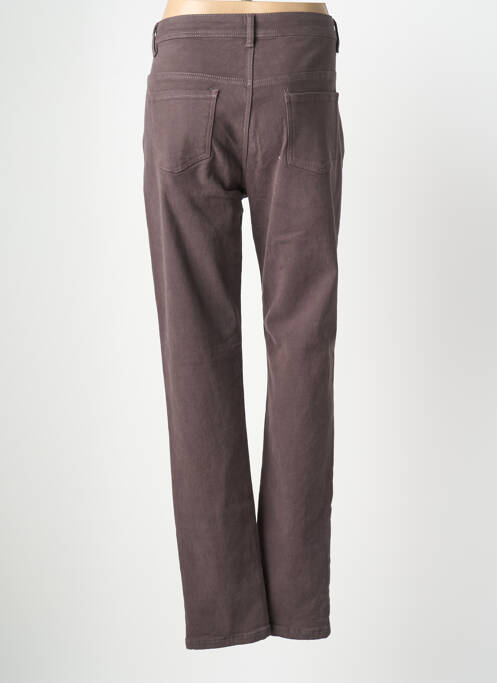 Pantalon droit fermeture zippée sous rabat boutonné marron GEVANA femme