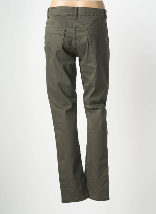 Pantalon droit fermeture zippée sous rabat boutonné vert GEVANA femme