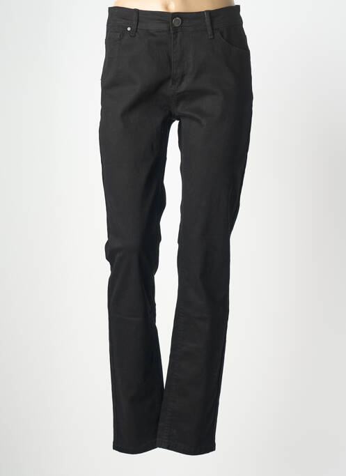 Pantalon droit fermeture zippée sous rabat boutonné noir GEVANA femme