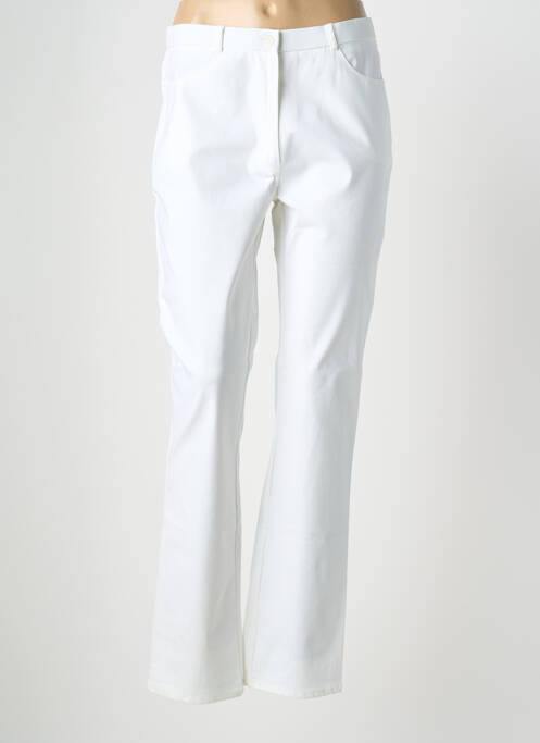 Pantalon droit fermeture zippée sous rabat boutonné blanc GEVANA femme