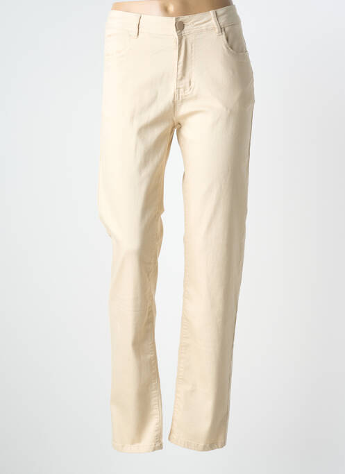 Jeans coupe slim stretch taille normale beige GEVANA femme