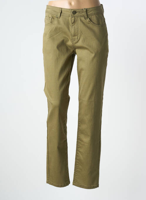 Jeans coupe slim stretch taille normale vert GEVANA femme