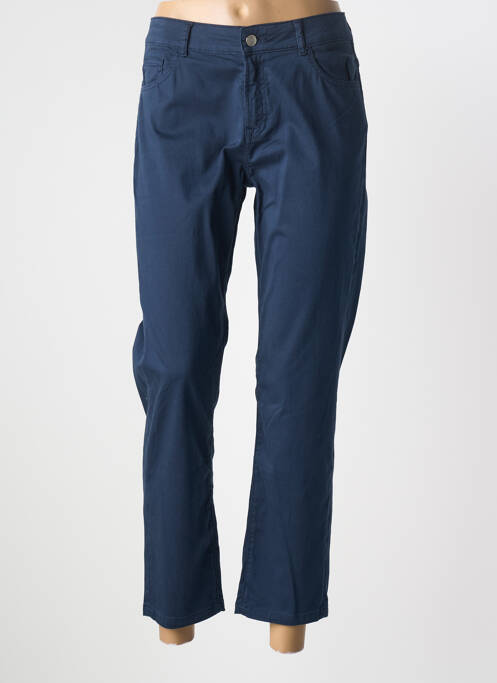 Pantalon 7/8 tissage popeline taille normale bleu GEVANA femme