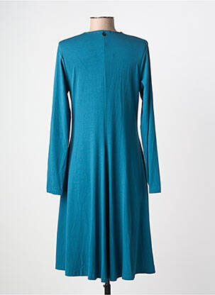 Robe mi-longue manches longues manches longues bleu MALOKA femme