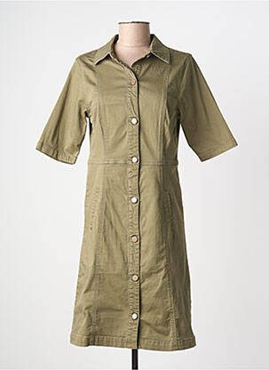 Robe mi-longue coupe évasée manches courtes vert CREAM femme