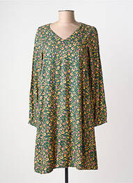 Robe mi-longue imprimé fleurs manches longues vert LA FIANCÉE femme
