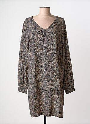 Robe mi-longue imprimé fantaisie manches longues noir CREAM femme