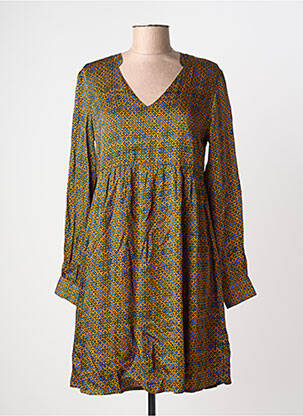 Robe courte coupe évasée manches longues jaune LA FIANCÉE femme