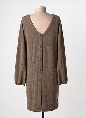Robe pull coupe droite manches longues gris MALOKA femme