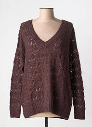 Pull maille ajourée manches longues marron CREAM femme
