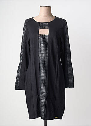 Robe mi-longue manches longues manches longues noir MALOKA femme