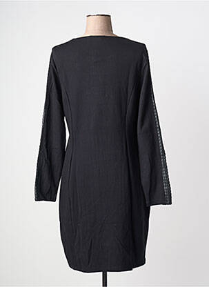 Robe mi-longue manches longues manches longues noir MALOKA femme