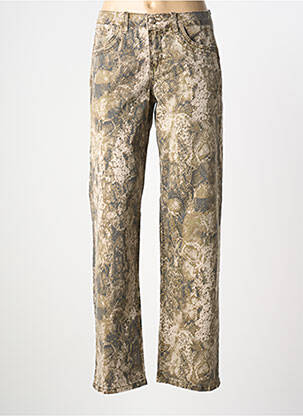 Pantalon droit fermeture zippée sous rabat boutonné marron CREAM femme
