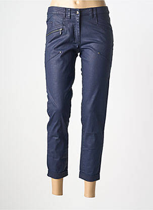 Pantalon 7/8 fermeture zippée sous rabat boutonné bleu FLEUR DE SEL femme