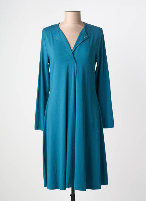 Robe mi-longue manches longues manches longues bleu MALOKA femme