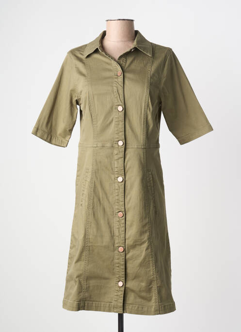 Robe mi-longue manches courtes manches courtes vert CREAM femme