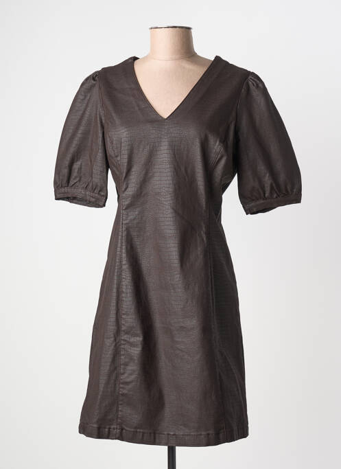 Robe mi-longue manches courtes manches courtes marron CREAM femme