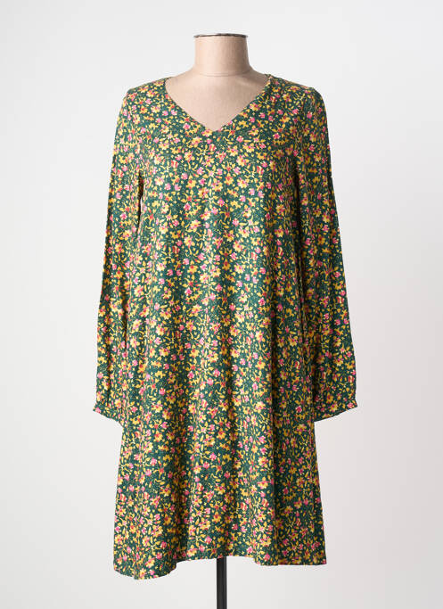 Robe mi-longue imprimé fleurs manches longues vert LA FIANCÉE femme