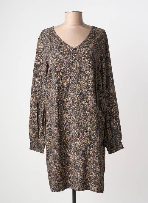 Robe mi-longue imprimé fantaisie manches longues noir CREAM femme