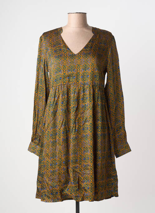 Robe courte coupe évasée manches longues jaune LA FIANCÉE femme