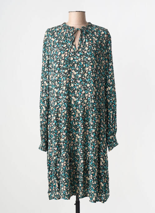 Robe mi-longue coupe fluide manches longues noir OUI femme