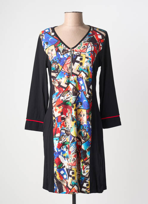 Robe courte manches 3/4 manches 3/4 noir MALOKA femme