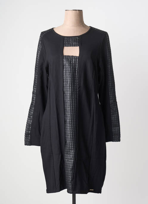 Robe mi-longue manches longues manches longues noir MALOKA femme