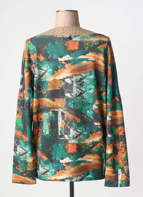 Pull col v manches longues vert MALOKA femme