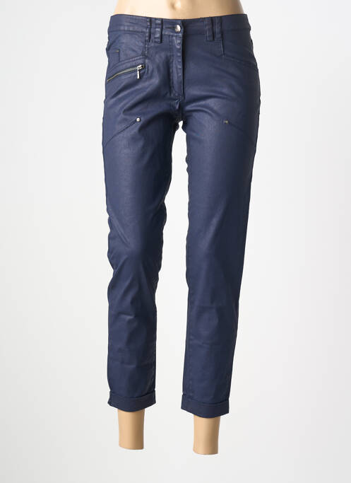 Pantalon 7/8 fermeture zippée sous rabat boutonné bleu FLEUR DE SEL femme