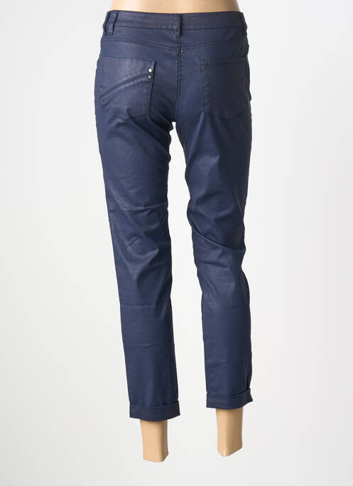 Pantalon 7/8 fermeture zippée sous rabat boutonné bleu FLEUR DE SEL femme
